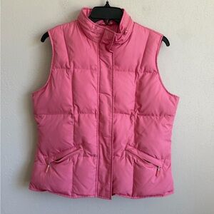 Talbots Petites Pink Puffer Goose Down Cluster Feather Vest Womens MP Barbie